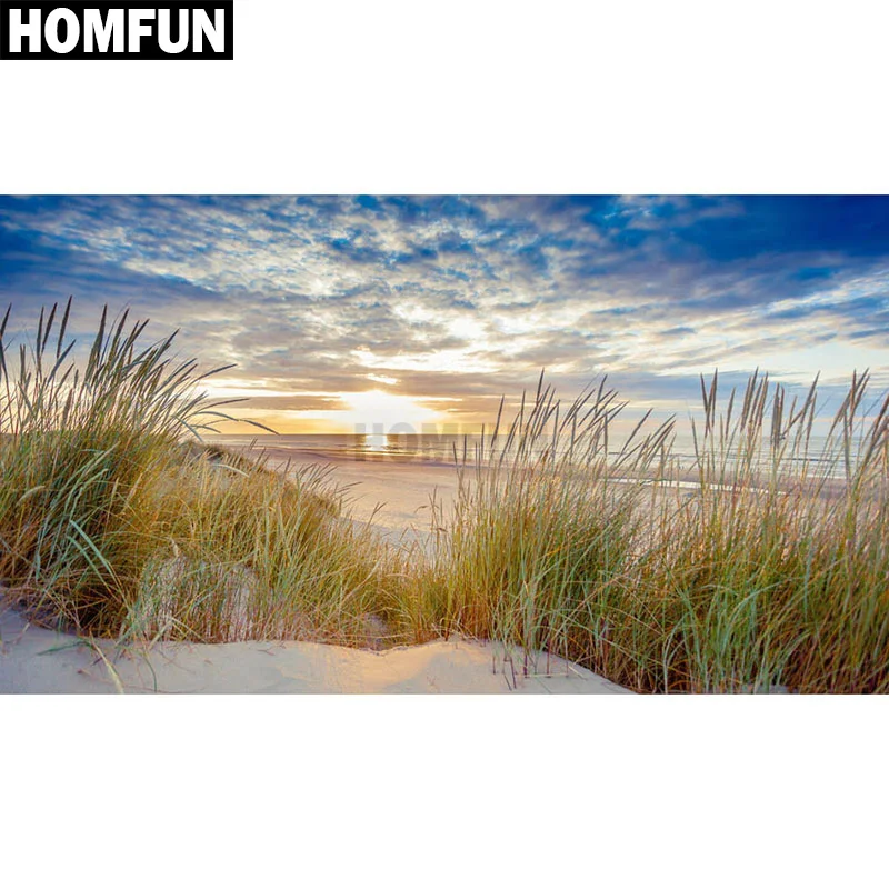 Алмазная 5D Вышивка HOMFUN песчаный пляж картина сделай сам с полными