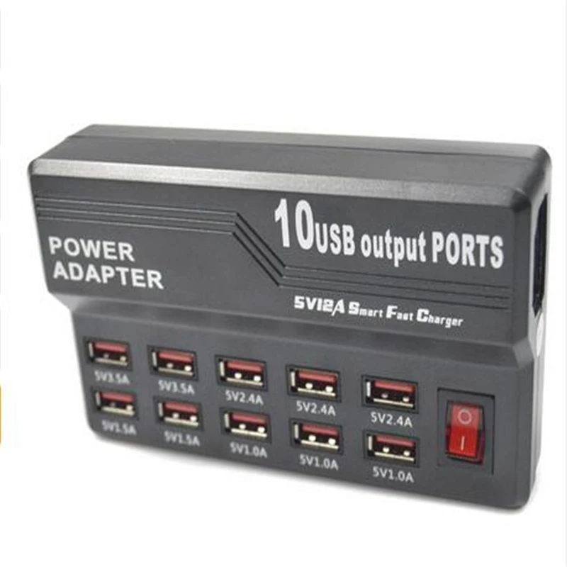 Effelon 5V12A 10 Порты и разъёмы зарядная станция кратной USB Рабочий стол быстрое