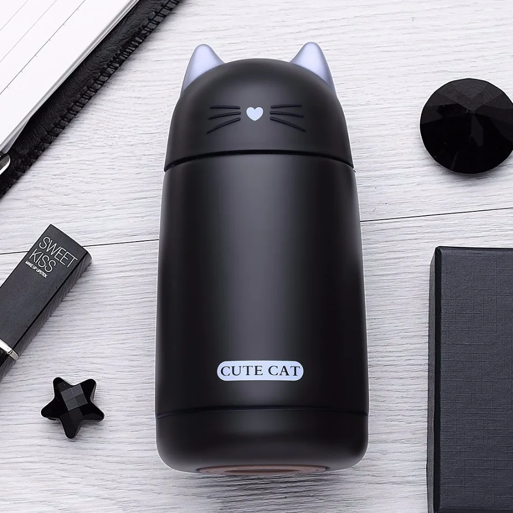 Cute Cat Thermo Cup Thermos Mug For Children Vacuum Flask 330 Ml Water Bottle Stainless Steel Drinkware Belly | Дом и сад