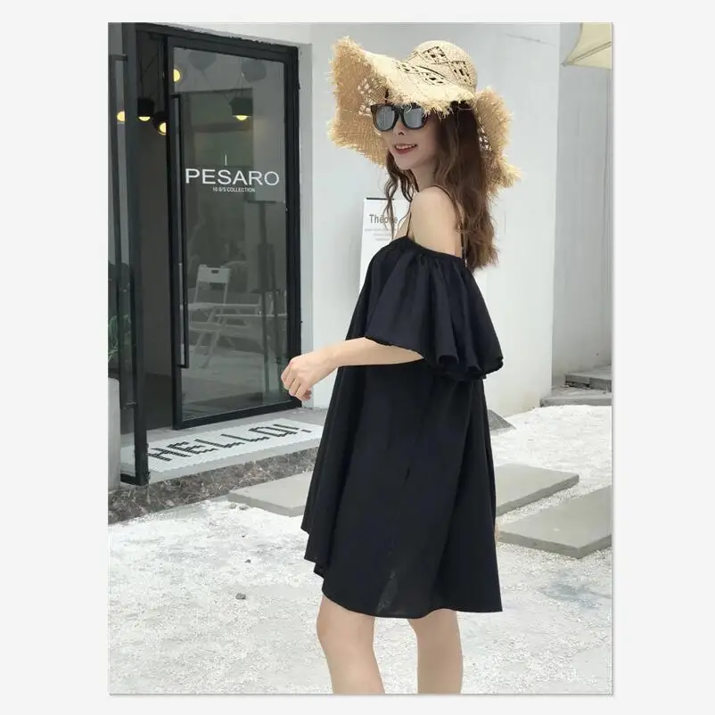 Women's Thin Strap Dress Slash Neck Ruffled Short Sleeve Vestidos Mujer Off shoulder Cotton Beach Summer Dresses Female 2018 | Женская