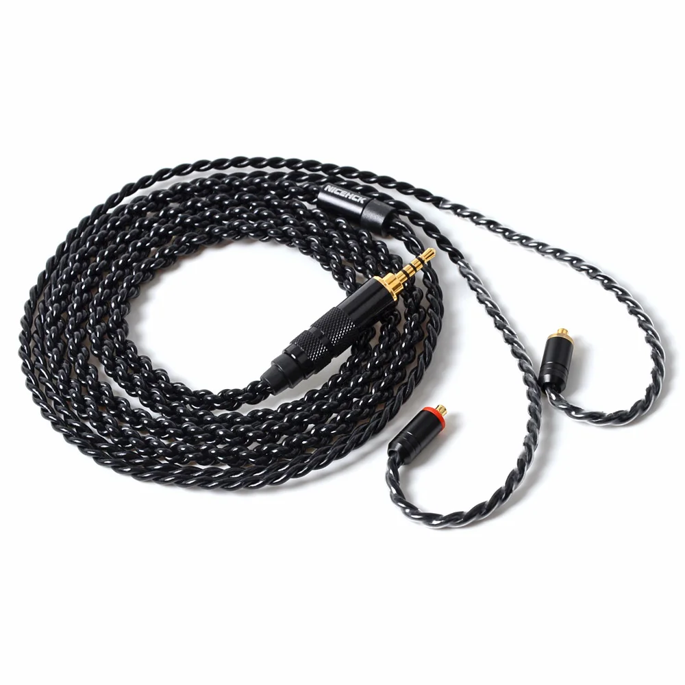 NiceHCK MMCX/2Pin разъем 4 4/3 5/2 5 мм сбалансированный Core с серебряным покрытием кабель для