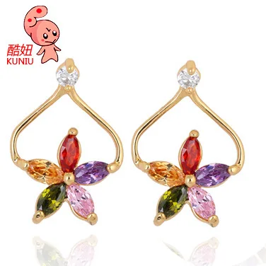

flower shape stud earrings women crystal metal material elegant charm style friend lover party fashion jewelry