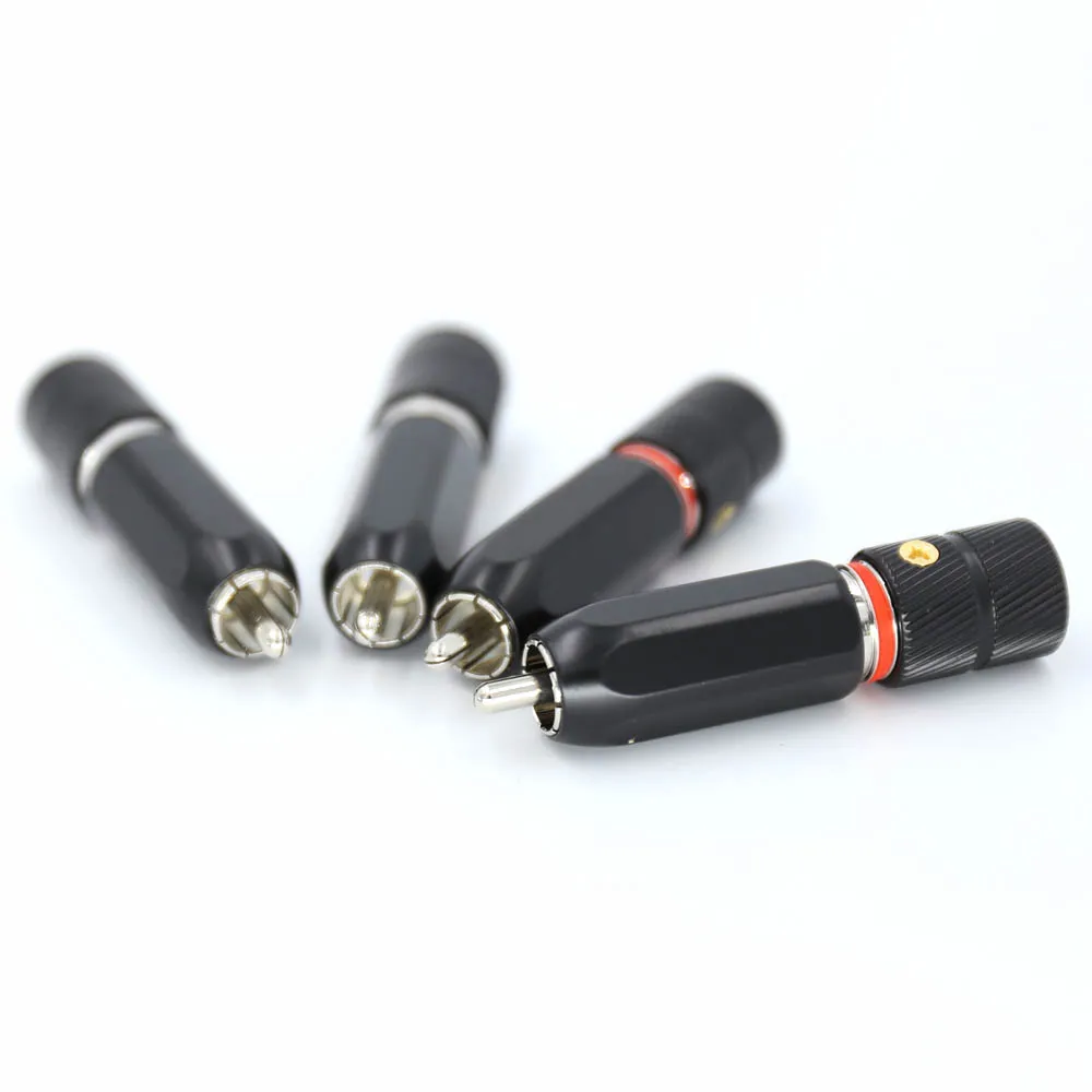 4 шт. родиевое покрытие RCA разъем изолированный 9 мм кабель Phono разъем|Коннекторы и