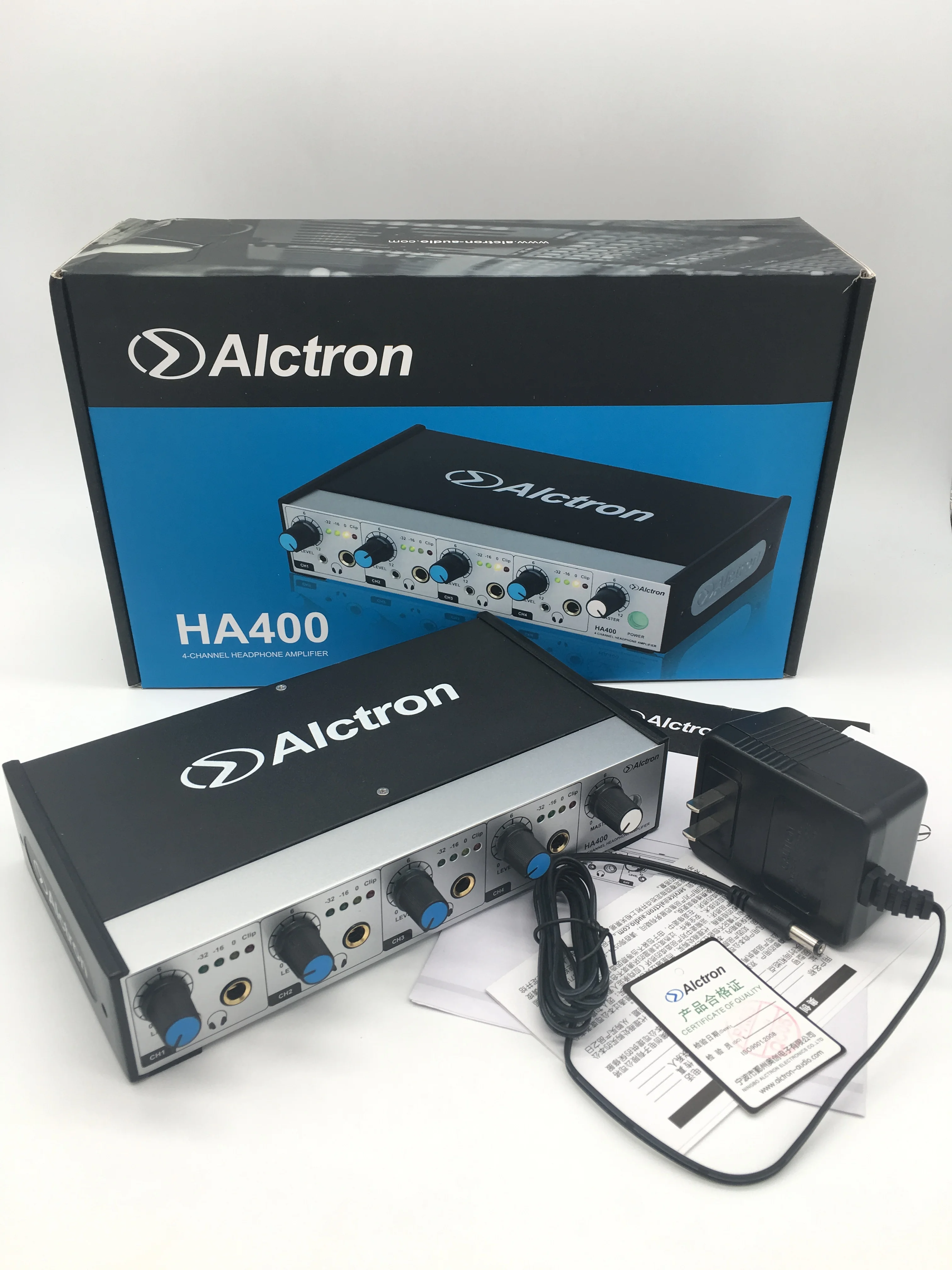 Alctron HA400 4-канальный профессиональный компактный усилитель для наушников для сцены, церковь, студии, включают: DC 15 V адаптер переменного тока