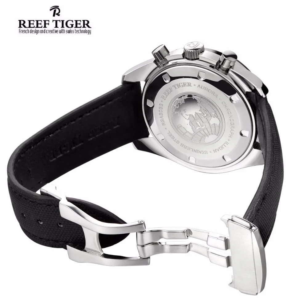 Бренд Reef Tiger Роскошные мужские часы спортивный хронограф водонепроницаемые