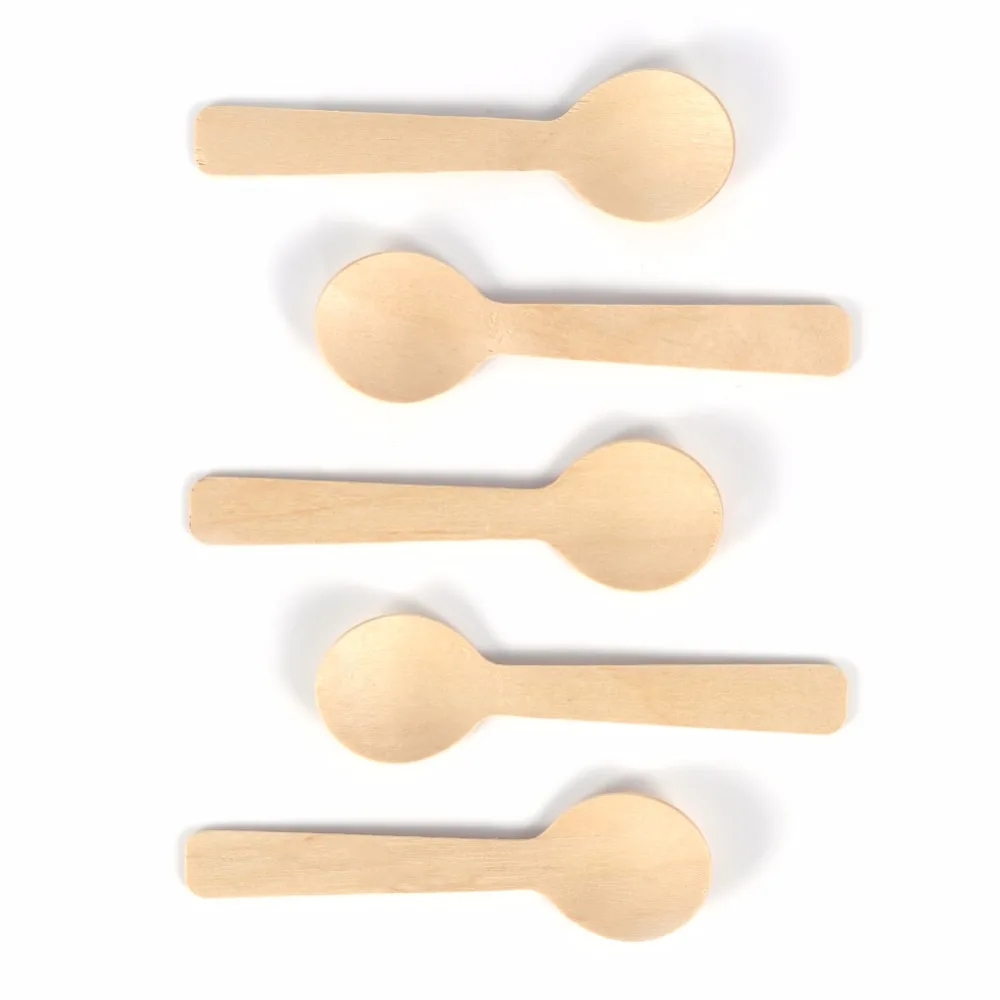 100 шт. одноразовые деревянные ложки для мороженого|wooden spoon|mini wooden spoonsspoons disposable |