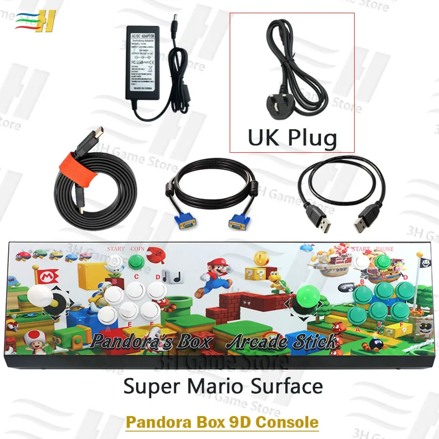PB9d super mario UK Pandora Box 9d 2500 В 1 аркадная игровая консоль поддержка 3P 4P usb подключение геймпада Поддержка 3d tekken 1 2 3 Mortal Kombat 1 2 3 4 - Цвет: PB9d super mario UK