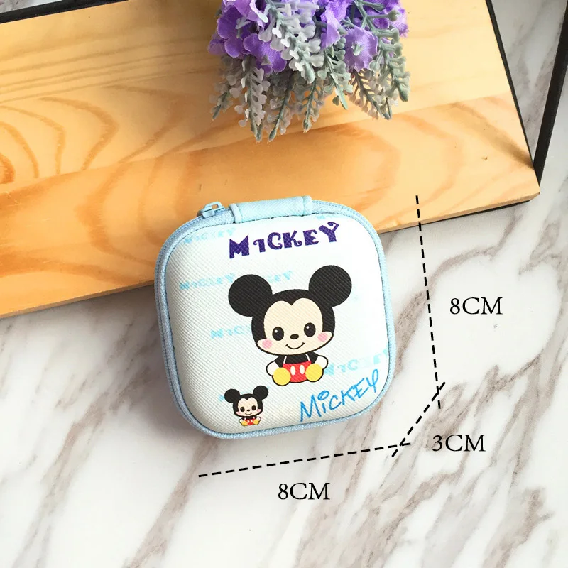 Disney для женщин монета пакет Микки мышь сумка Kawaii мультфильм стежка мини-молния маленькая монета сумки ключ наушники коробка для хр