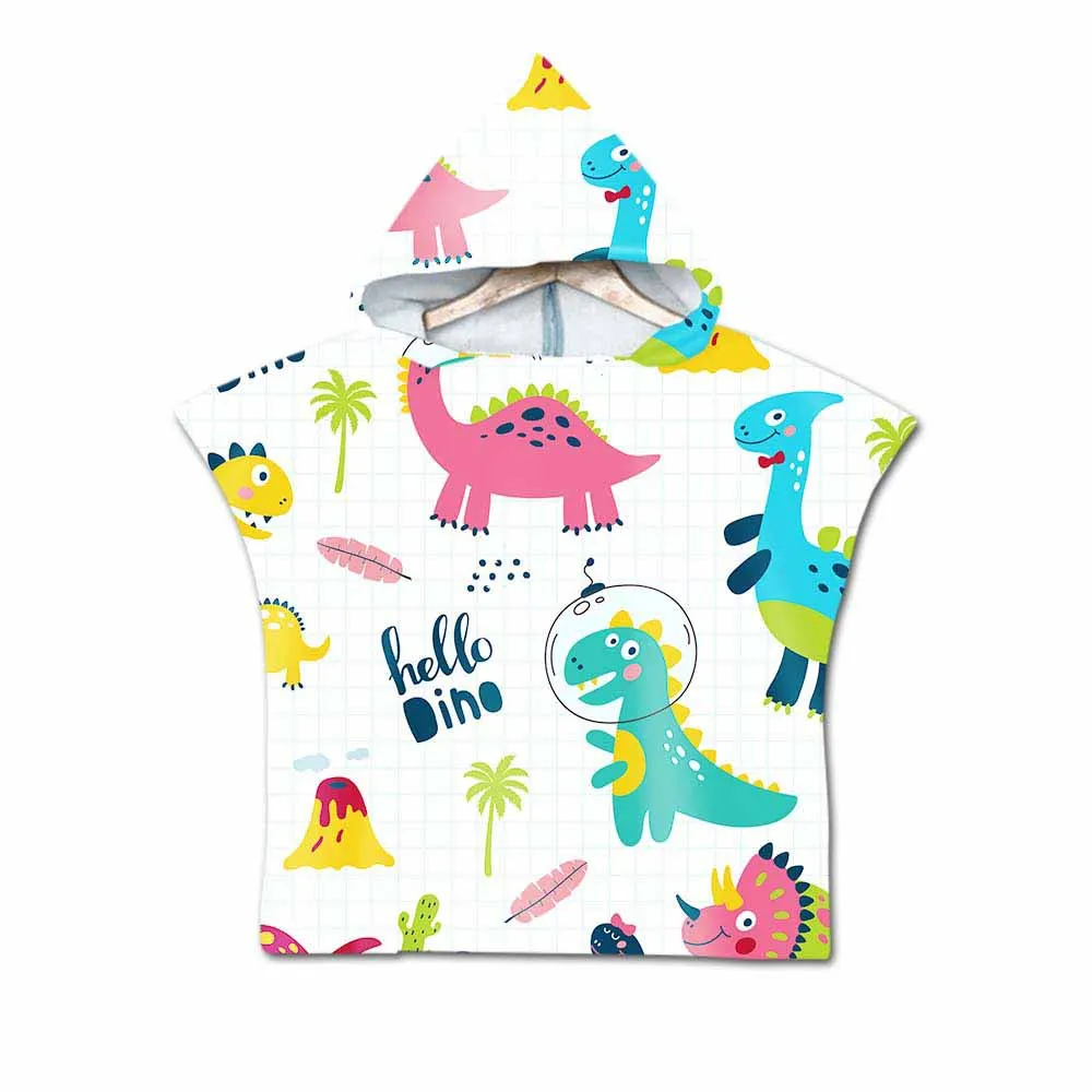 3D цифровая печать мультфильм Юрского динозавра с капюшоном полотенце для детей