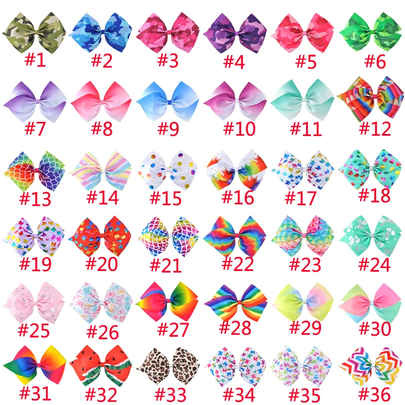 

37Color 7 Inch Big Girls Print Hair Bow Boutique Children Alligator Hair Clips Hairpins Kids Headwear Women Hair Accessories