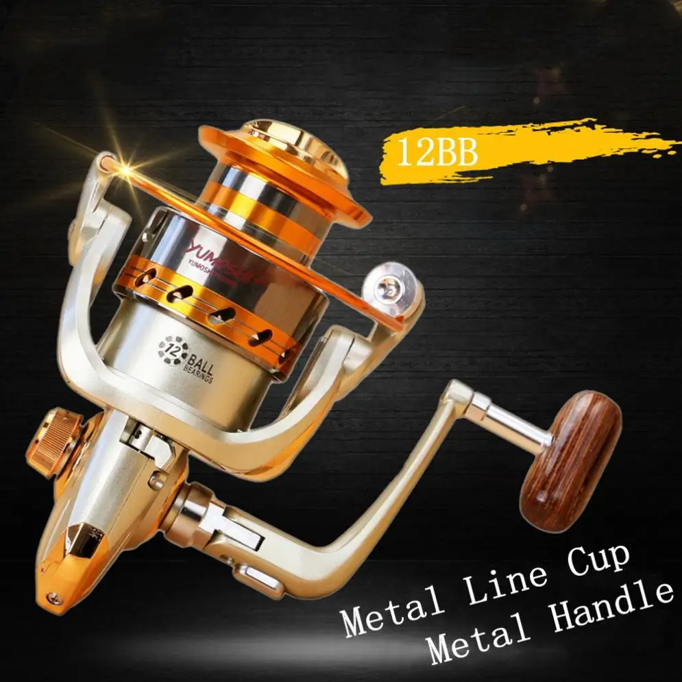 

6000 Series 12 Ball Bearing 5.2:1 Fishing Reel Saltwater Freshwater Spinning Wheel with Metal Line Cup&Handle