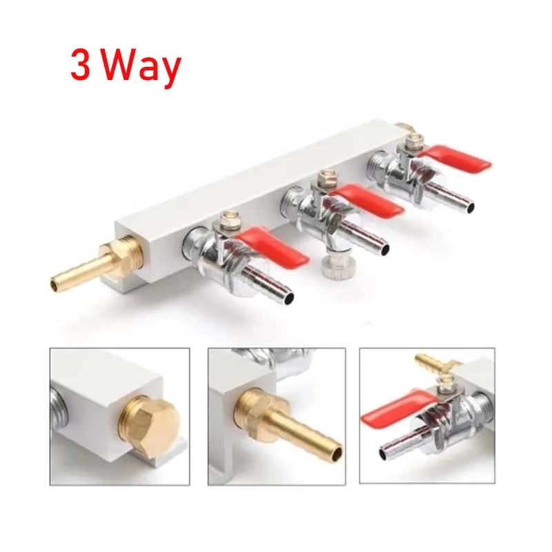 3-сторонний дистрибьютор CO2 с газовым распределительным блоком и шлангом 7 мм