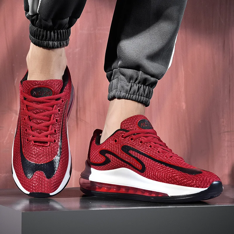 Мужские кроссовки на воздушной подушке брендовые черные белые мужские для бега