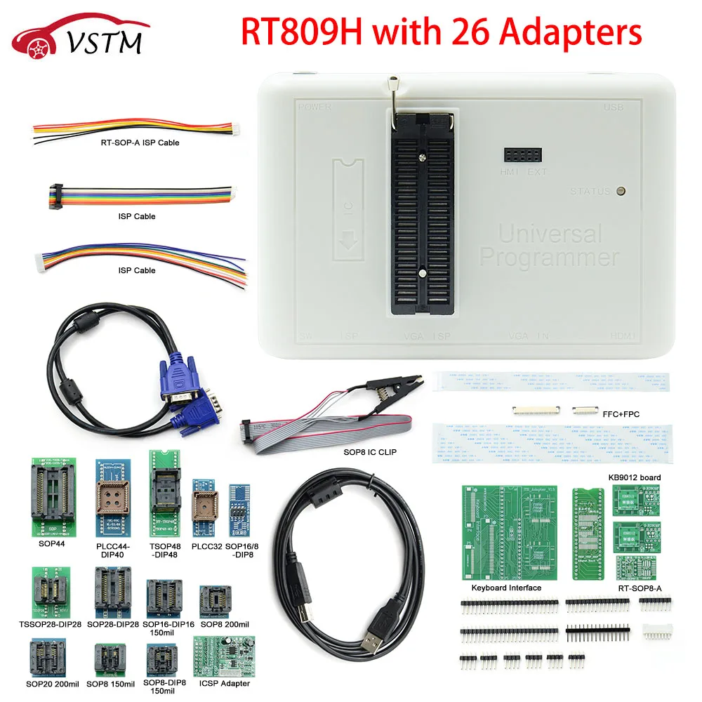 RT809H+ 26 адаптеров универсальный программатор SOP8 флэш-адаптер EMMC-NAND ни инструмент программирования лучше, чем RT809F