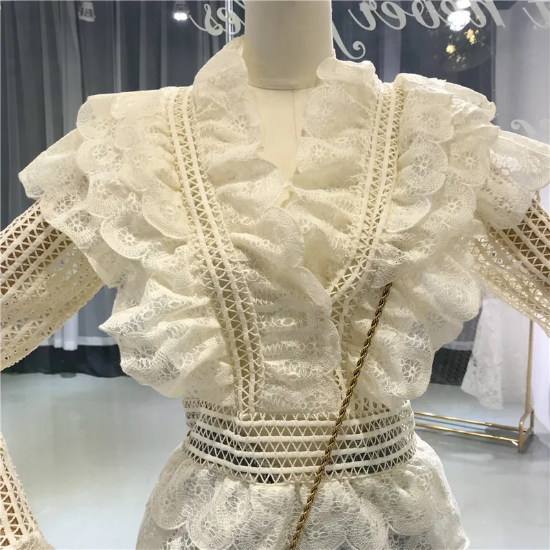 ALPHALMODA отделка из оборок открытая кружевная блузка женская облегающая однотонная Мода Blusas Mujer De Moda Blusas Femininas Elegante