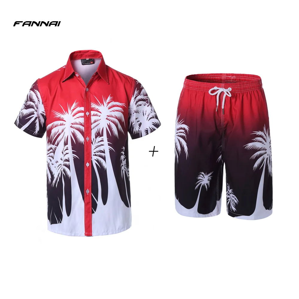 2piece red Летние Новые мужские повседневные пляжные костюмы с коротким рукавом шорты спортивный костюм+ брюки Быстросохнущий Спортивный костюм мужские спортивные костюмы Спортивная одежда - Цвет: 2piece red