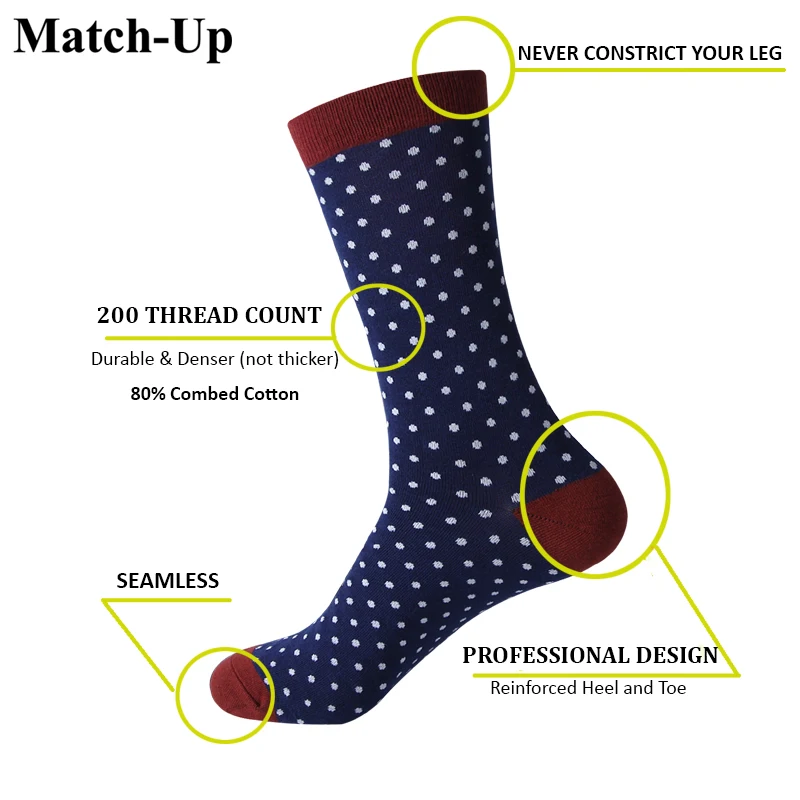 Мужские тонкие полосатые хлопковые носки Match Up в минималистичном деловом стиле (10