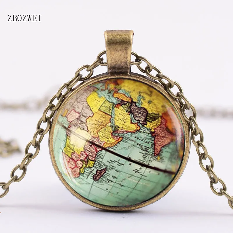 2018Hot! Кулон с картой мира сделай сам кулон мира|necklace world|world necklacehandmade necklace |