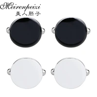 new designers fashion classic mens buttons cufflinks enamel black white round business casual shirt cuff links luxury jewelry