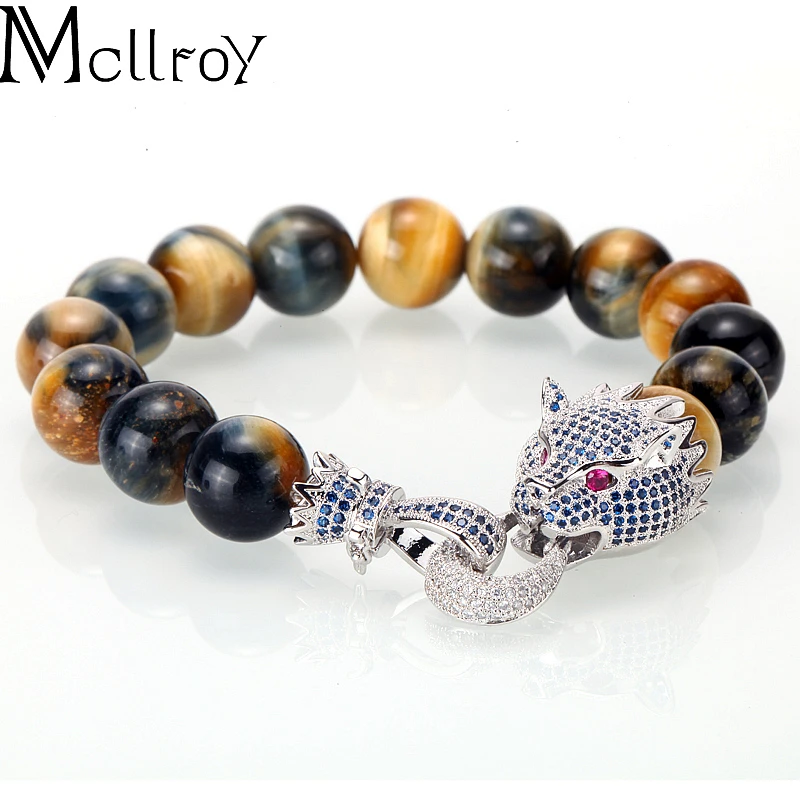 Браслет Mcllroy для мужчин/камень/бусина/роскошь/браслет homme fashion dragon cz zricon мужские