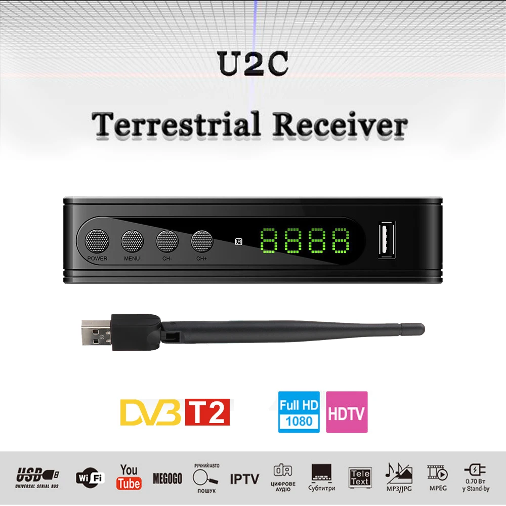 U2C DVB 115 T2 HDMI 1080P 4K tv Stick Поддержка Английский Испанский Русский ТВ приемник с пультом дистанционного управления