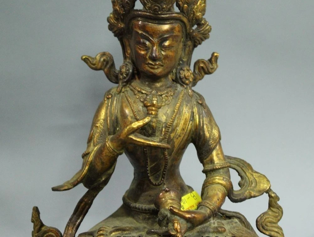 9&quot Tibet Temple Bronze Gold Buddhism Vajra Vajrasattva Vajradhara Buddha Seat | Дом и сад