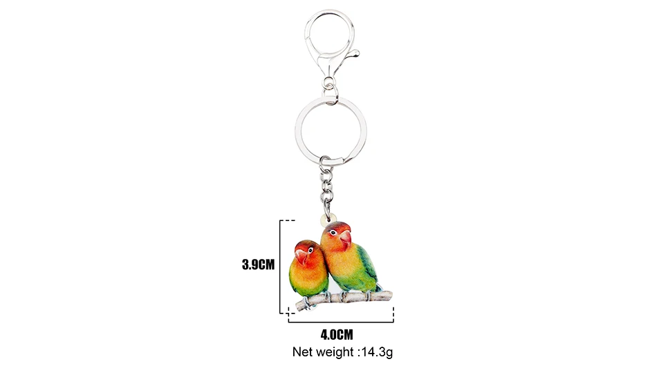 WEVENI акрил Африка Фишер Lovebird попугай птица брелоки Новинка животных Ювелирные изделия для женщин обувь девочек Сумка автомобил