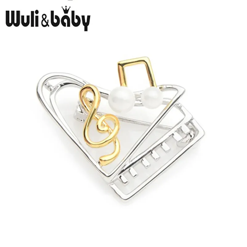 Wuli & baby имитация жемчуга сердце музыка примечание броши для женщин и мужчин