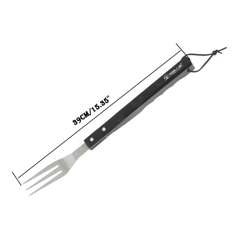 1 PC 15.35'' Grill BBQ Fork Stainless Steel Serving Long Wood Handle Barbecue For Meat Hot Dog Beef 39 cm | Дом и сад