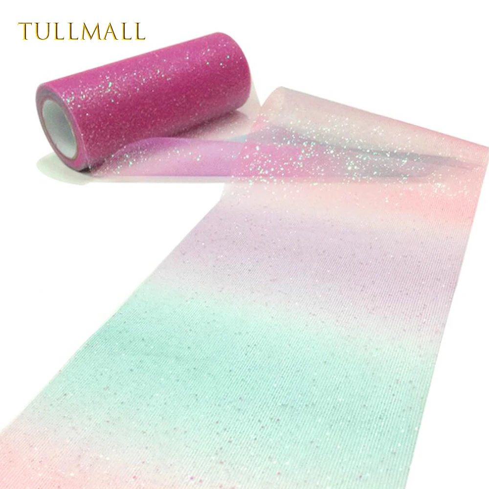 TULLMALL радужные сверкающие тюлевые рулоны для настольного кресла створки бант