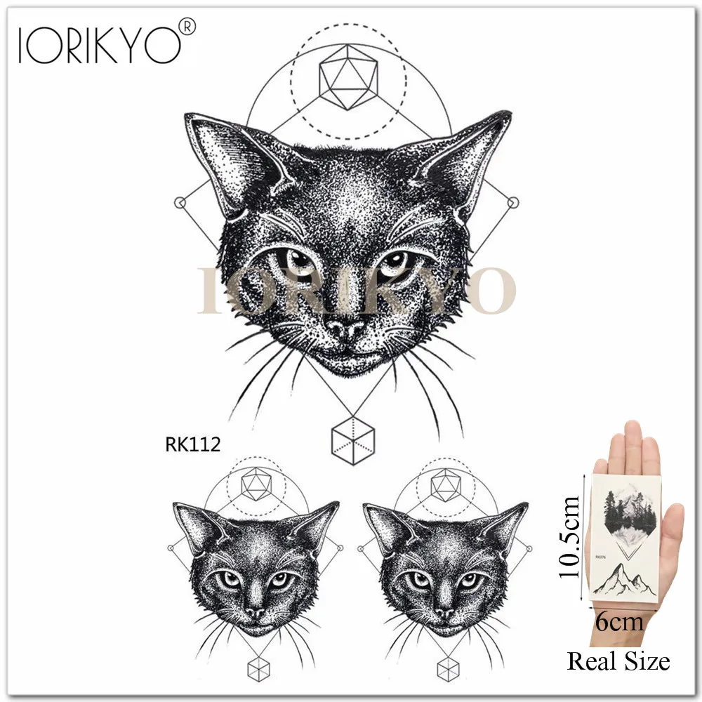 IORIKYO искусственная Сексуальная черная татуировка на руку геометрический волк
