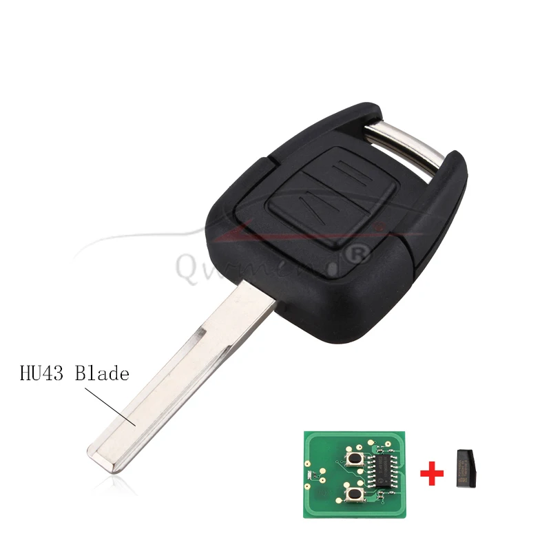 

QWMEND 2Buttons Remote key 433Mhz Transponder ID40 Chip For Opel Vauxhall Vectra Zafira OP1 24424723 HU43 HU100 YM28 HU46 Blade