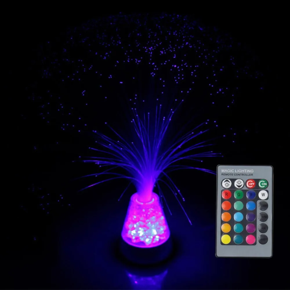 Creative Fiber Optic Lamp Remote Control Colorful Lighting Decor Light with Color-Changing Crystals Base for Festival Party Sale | Лампы и