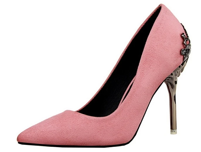 Bigtree реальные фото розовый красного цвета высокий тонкий каблук Туфли-лодочки