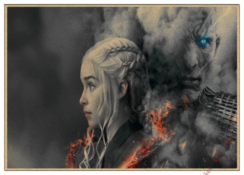 Игра трона GOT Сезон 8 Джон Сноу постер фильмов в стиле винтаж для дома гостиной спальни настенный Декор печатная Картина Настенная живопись - Цвет: Синий