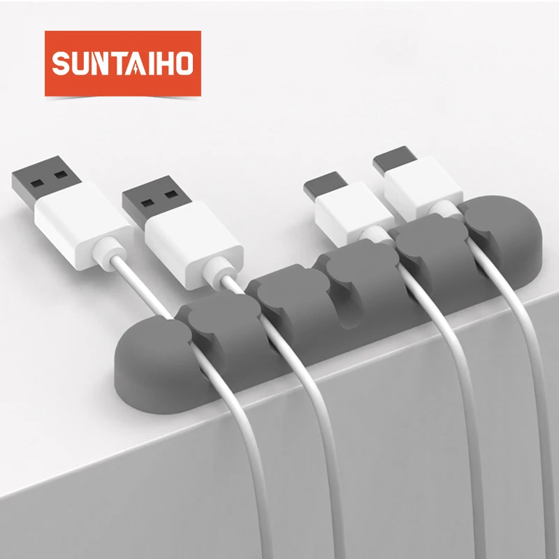 Suntaiho USB Кабельный органайзер силиконовый Держатель для организации рабочего