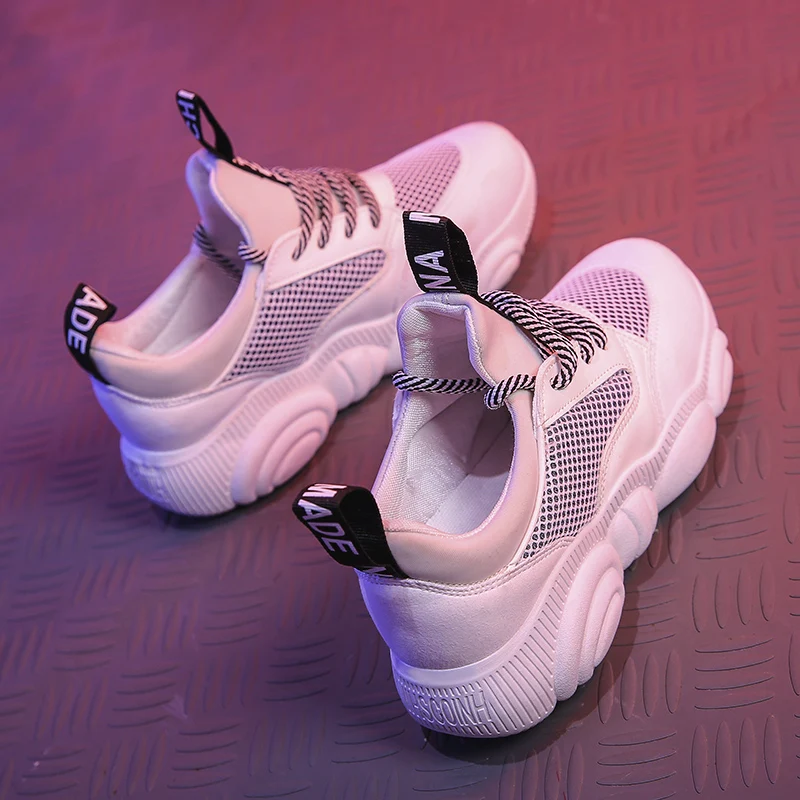 Женская Повседневная обувь 2019 модные сетчатые и кожаные женские кроссовки на