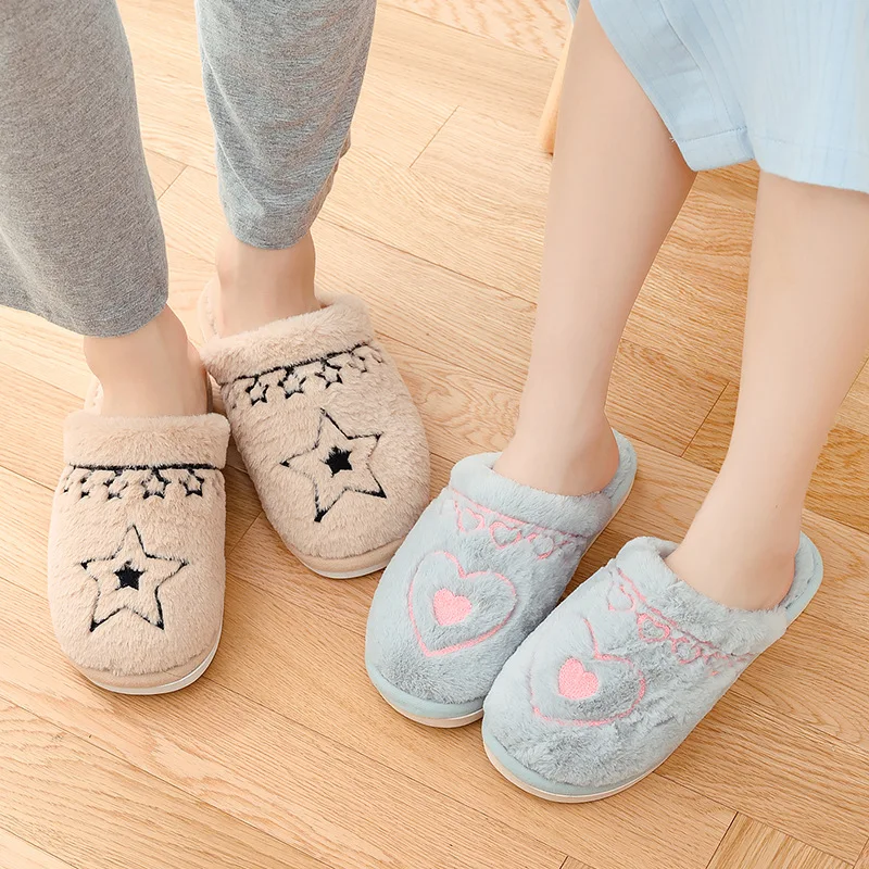 Cotton slippers anti-skid thick sole warm lovely rabbit-like plush cotton shoes indoors winter women men Plush Home Floor Shoes