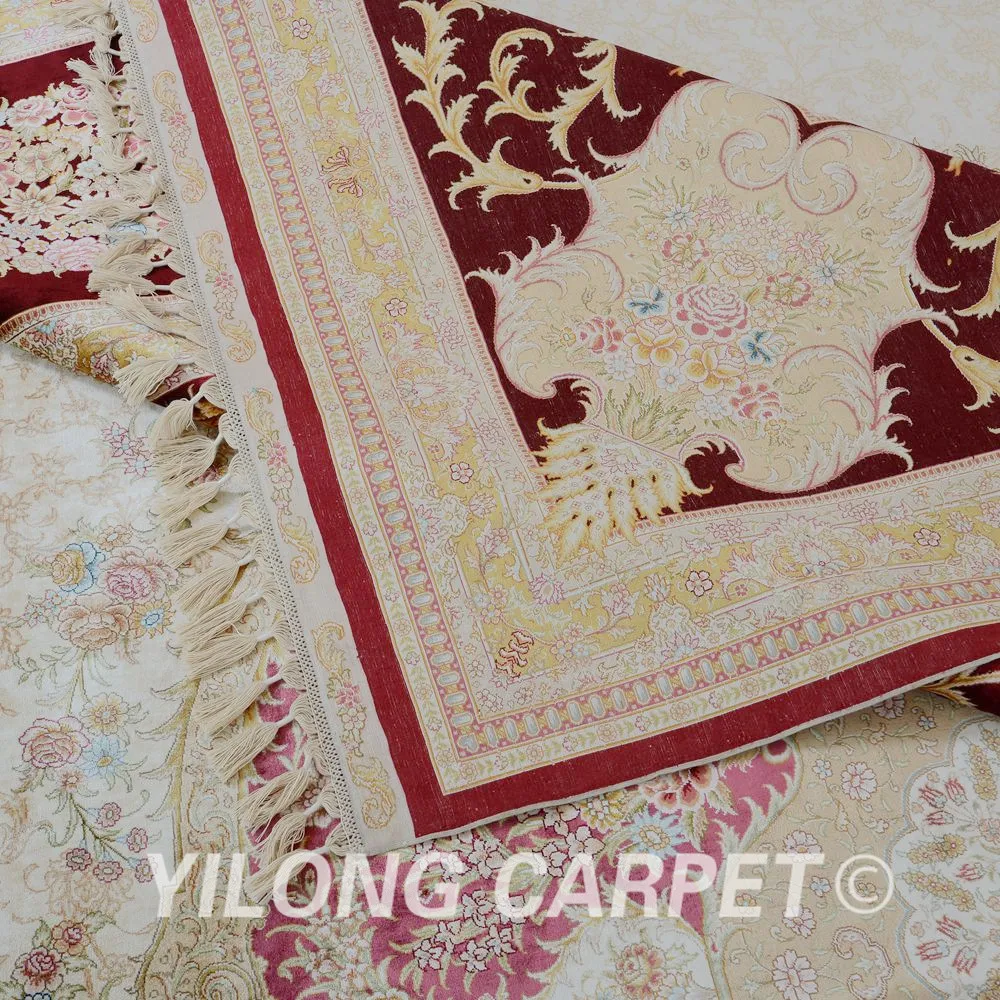 Yilong 14 2 'x21' Тебриз шелковый ковер с восточным рисунком Большой аутентичный