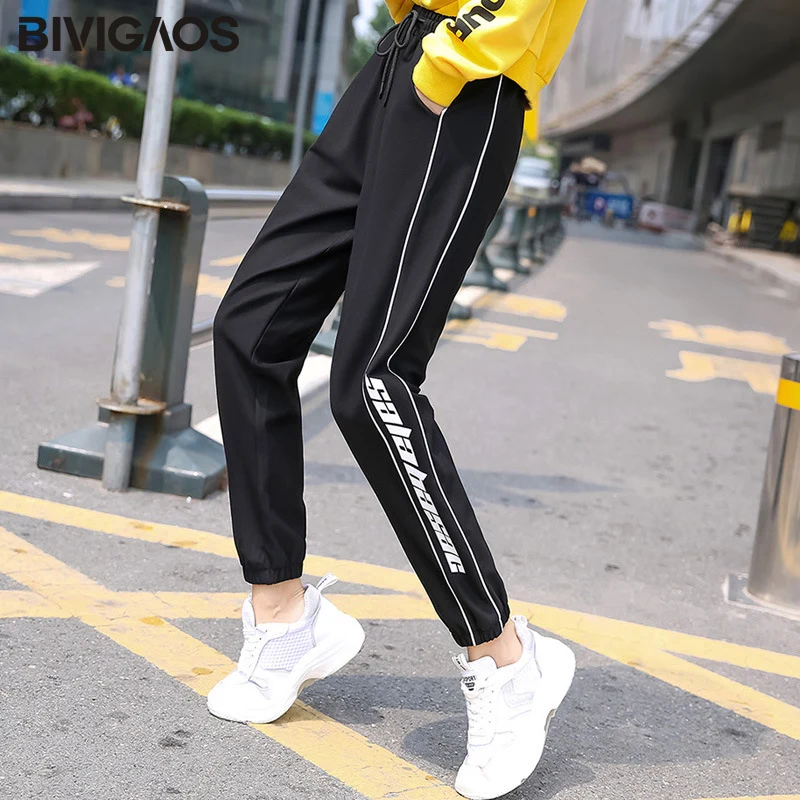 BIVIGAOS Осенние новые Спортивный стиль женские корейские хиппи двойной полосатый