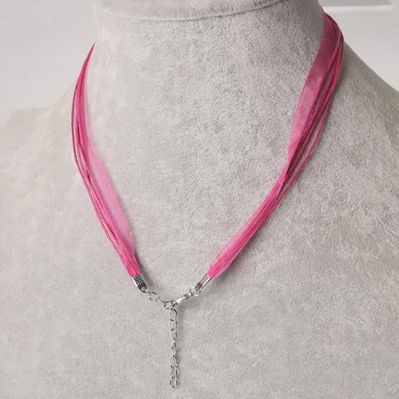 10 шт./лот модные ожерелья-подвески из органзы разных цветов шнуры с застежкой