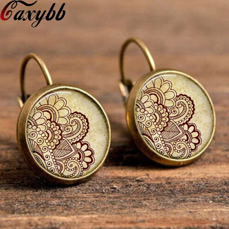 Модные серьги с хной для йоги ювелирные изделия цветком мандалы Ом символ дзен