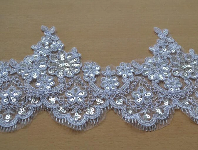 Горячая Распродажа 2 метра ширина 14 см новинка белая блестящая кружевная ткань