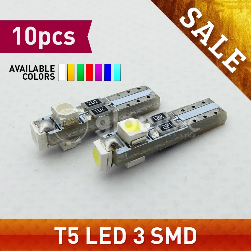 Оптовая продажа 10 шт. 12 В постоянного тока Автомобильная T5 74 17 0 5 Вт 3SMD 1210/3528 3 smd Canbus
