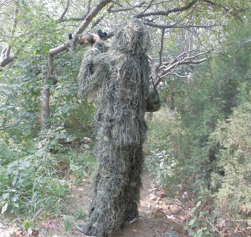 Лесной джунгли тактические военные Ghillie снайперская одежда Камуфляжный костюм 5 шт. с сумкой для хранения