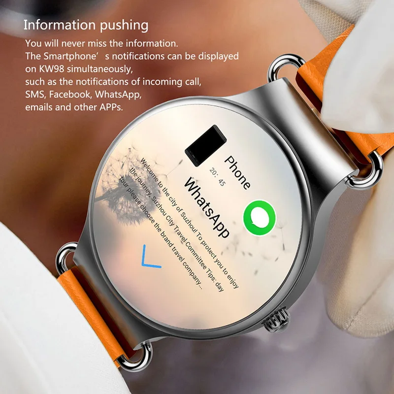 Kw98 Смарт-часы Android 5.1 8 ГБ/512 МБ Wi-Fi GPS Bluetooth SmartWatch сердечного ритма Мониторы MTK6580 android
