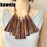black brown imitation soft leather collar fashion tassel pendant necklace
