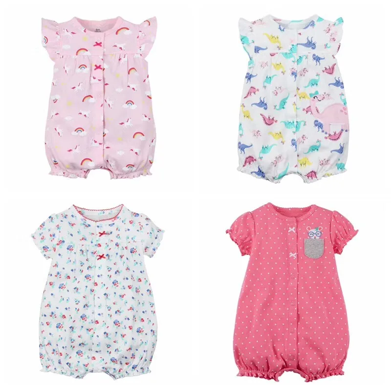 

Newborn Baby Boys Girls Boxer Romper kid Clothes Short Sleeve Infant bodysuits Butterfly Strawberry dinosaur appliques