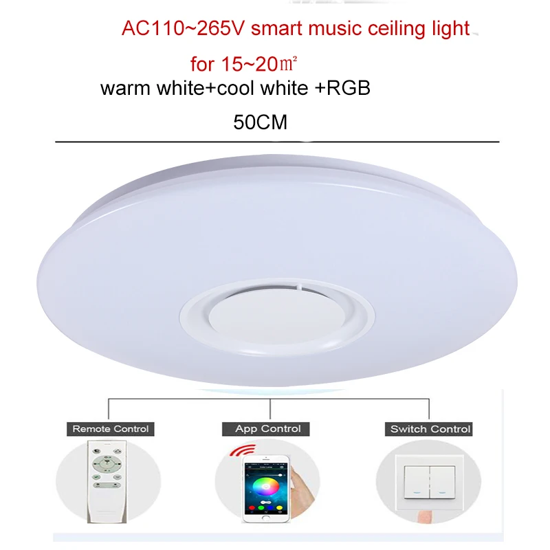 36W 50cm music light Современный 24 Вт 36 Вт светодиодный потолочный светильник музыкальная игра приспособление Bluetooth динамик приложение управление умное освещение для домашней вечеринки Lampara Techo - Цвет корпуса: 36W 50cm music light