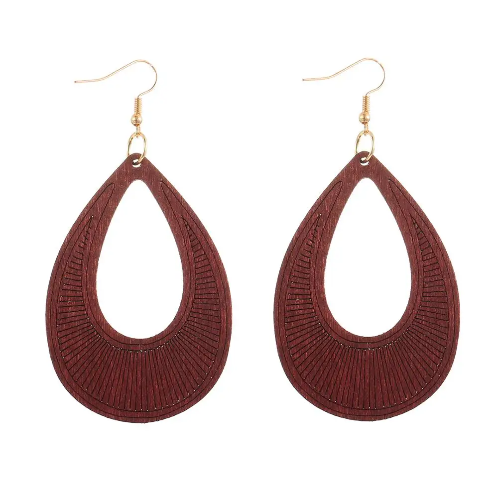 YULUCH Модные полые деревянные серьги в форме капли воды Индивидуальные ювелирные